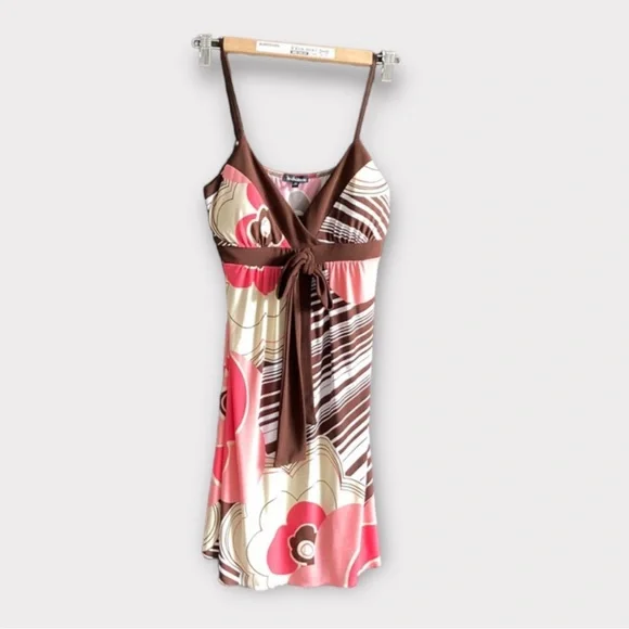 HP🌟Le Chateau dress, vintage, retro, pinks, brown, beige and white, Size S/P - Picture 2 of 6